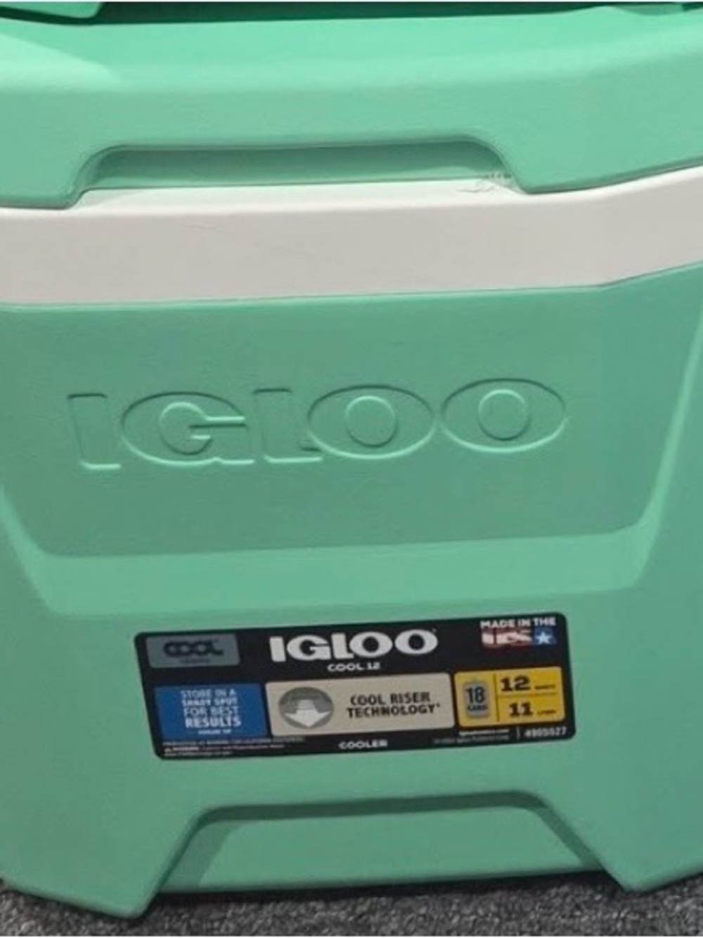 Igloo Cooler in Mint and White Trim
